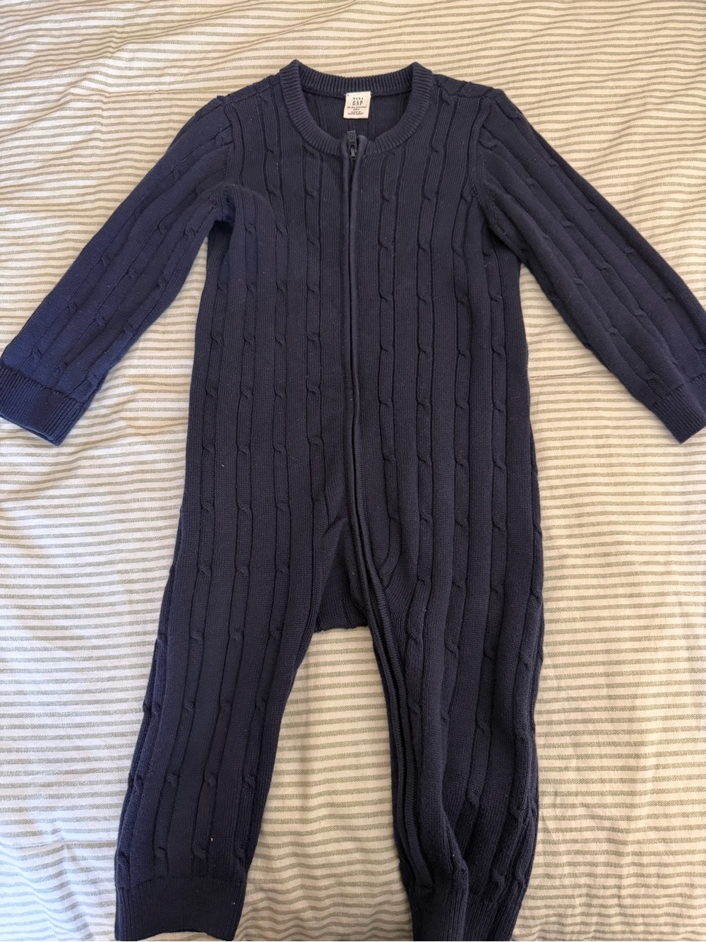 GAP Navy Cable-Knit Zip Front One-Piece